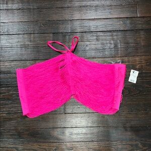 Bright Pink Fringe Crop Top
